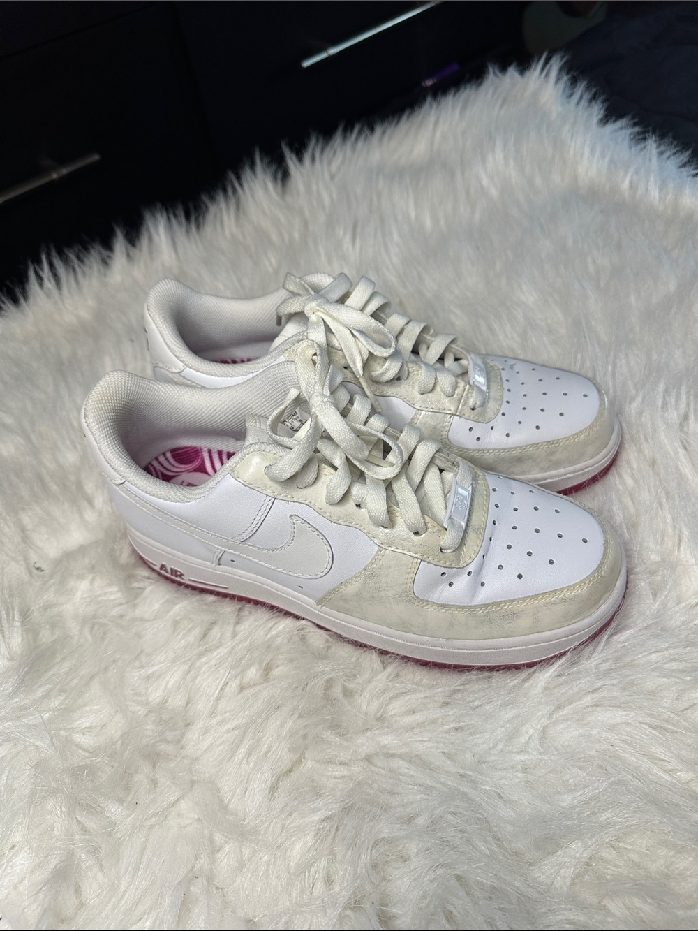 Nike White and Pink Low-Top Sneakers